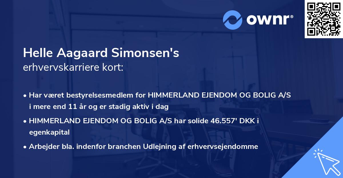 Helle Aagaard Simonsen's erhvervskarriere kort