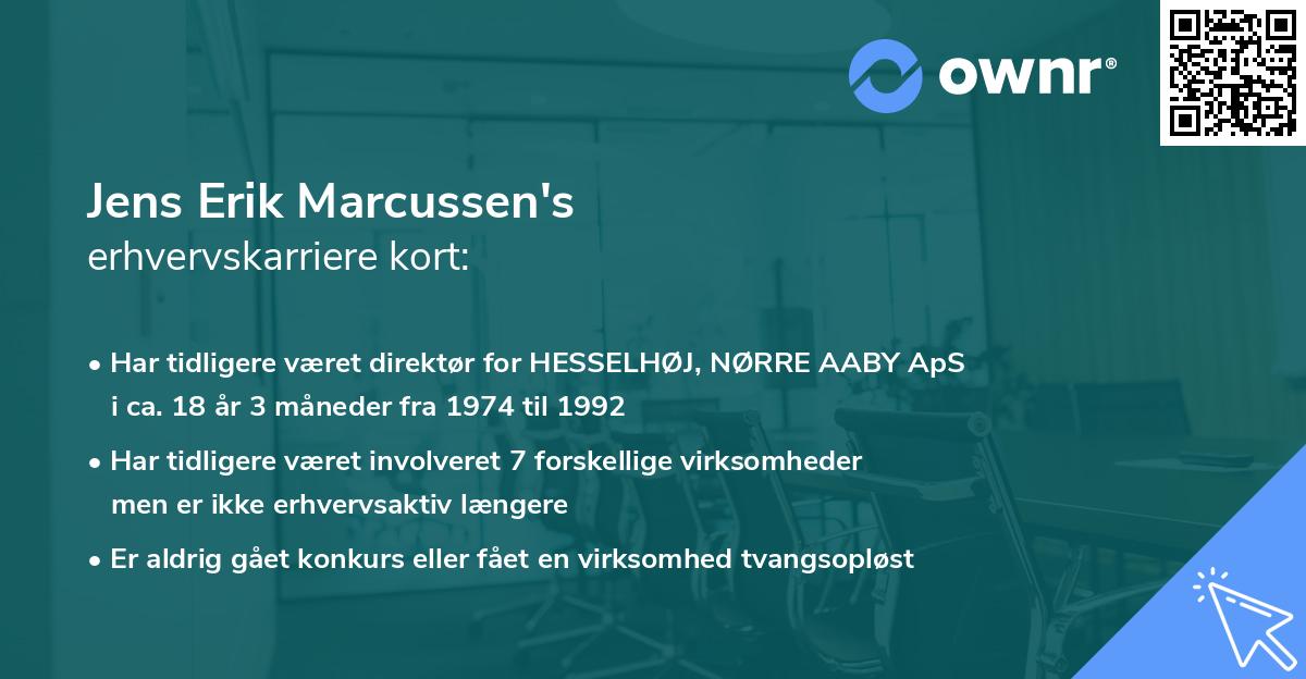 Jens Erik Marcussen's erhvervskarriere kort