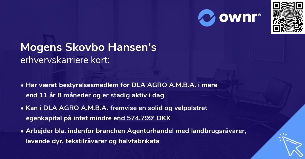 Mogens Skovbo Hansen's erhvervskarriere kort