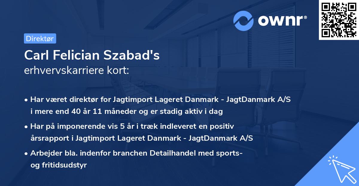 Carl Felician Szabad's erhvervskarriere kort