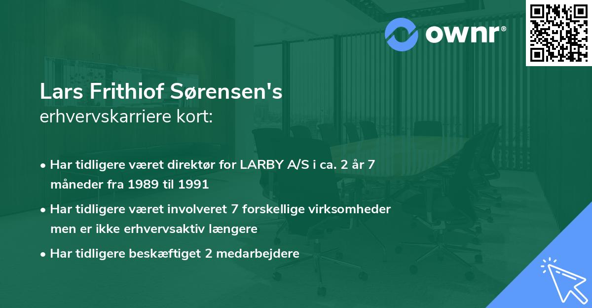 Lars Frithiof Sørensen's erhvervskarriere kort