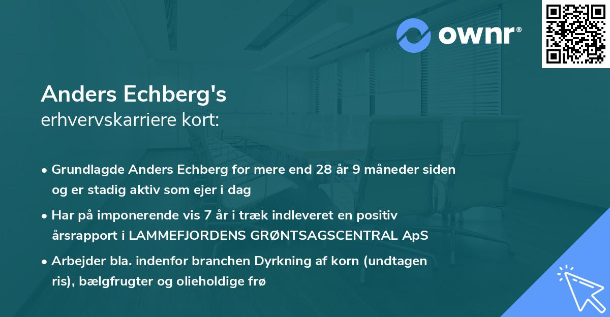 Anders Echberg's erhvervskarriere kort