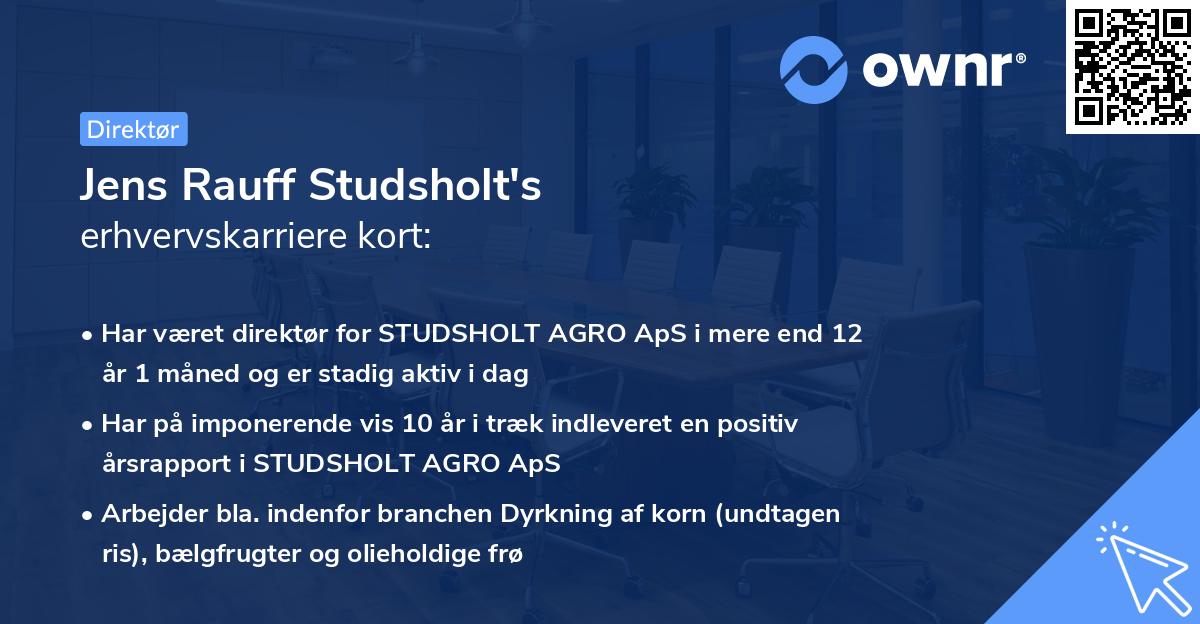 Jens Rauff Studsholt's erhvervskarriere kort