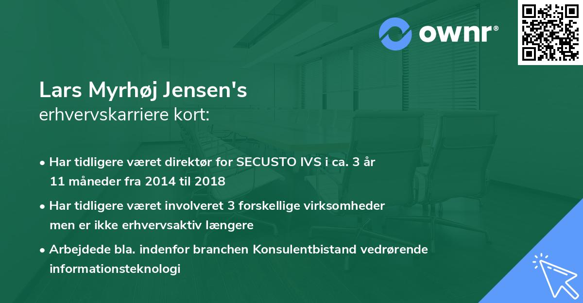 Lars Myrhøj Jensen's erhvervskarriere kort