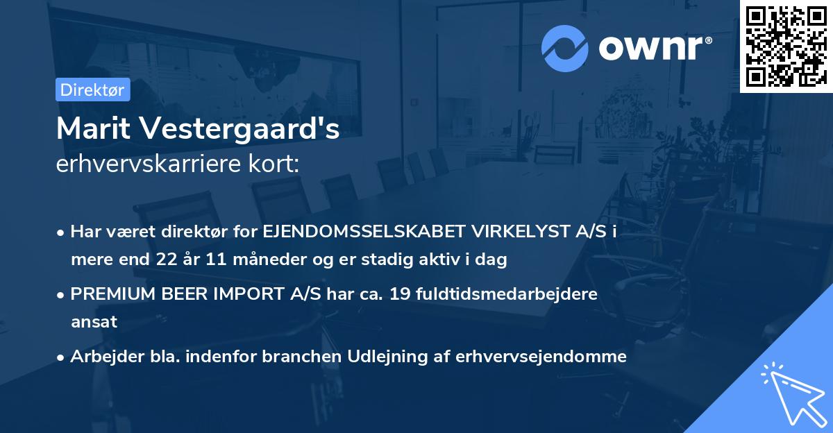 Marit Vestergaard's erhvervskarriere kort