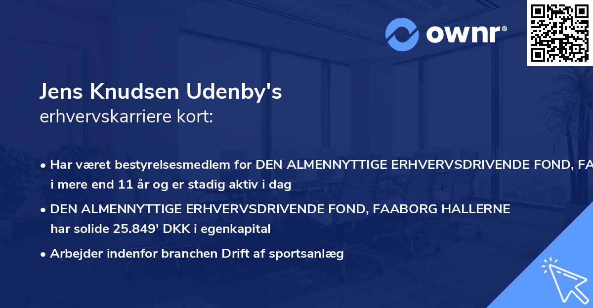 Jens Knudsen Udenby's erhvervskarriere kort