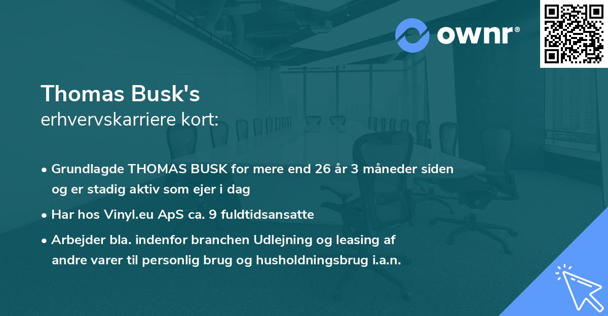 Thomas Busk's erhvervskarriere kort