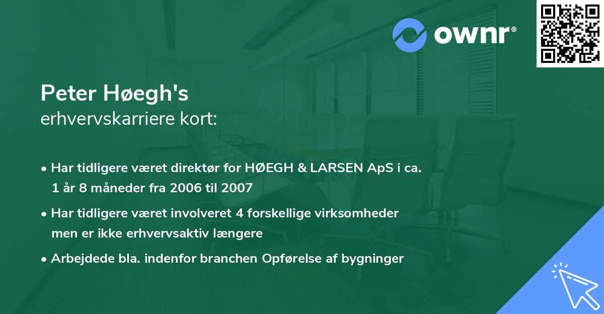 Peter Høegh's erhvervskarriere kort