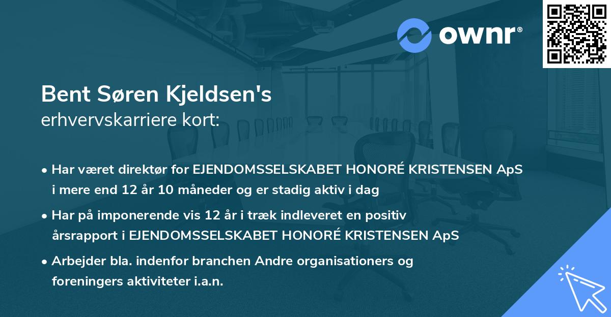 Bent Søren Kjeldsen's erhvervskarriere kort