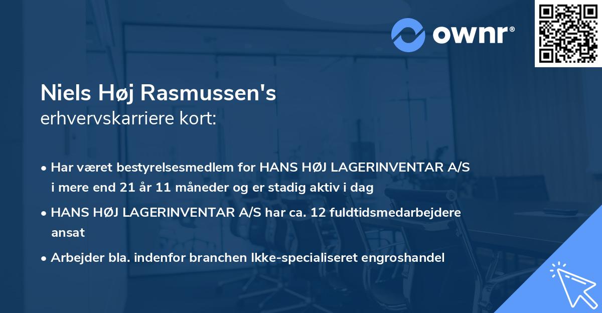 Niels Høj Rasmussen's erhvervskarriere kort