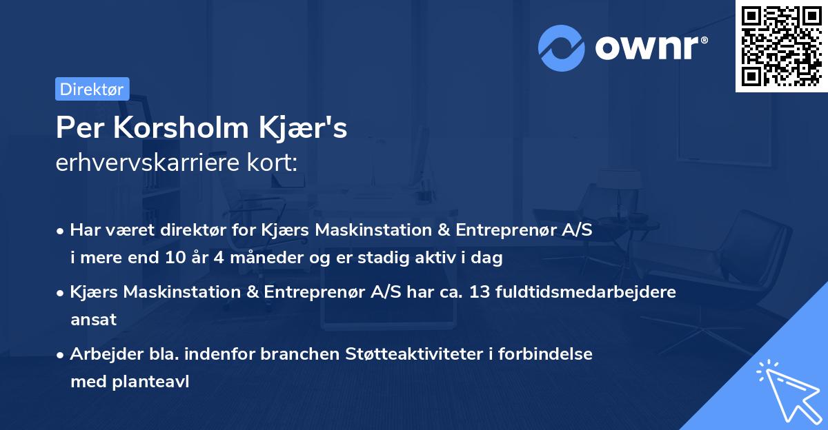 Per Korsholm Kjær's erhvervskarriere kort