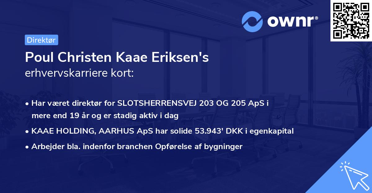 Poul Christen Kaae Eriksen's erhvervskarriere kort