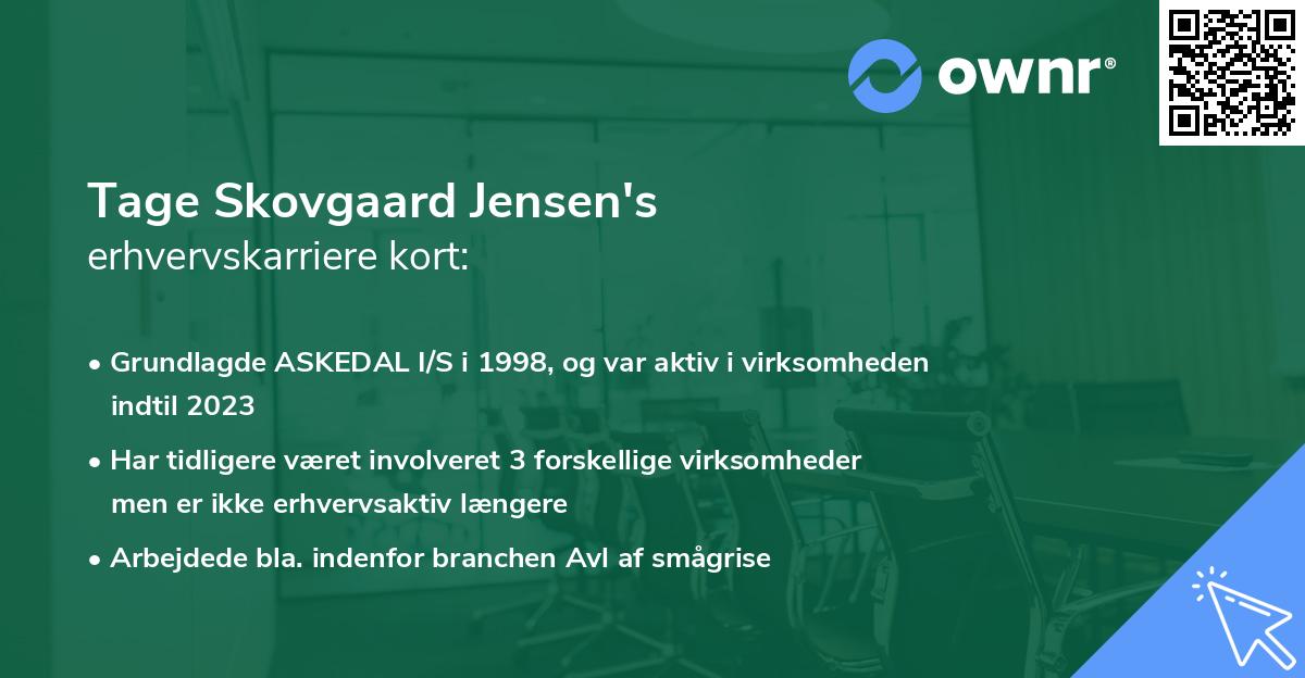 Tage Skovgaard Jensen's erhvervskarriere kort