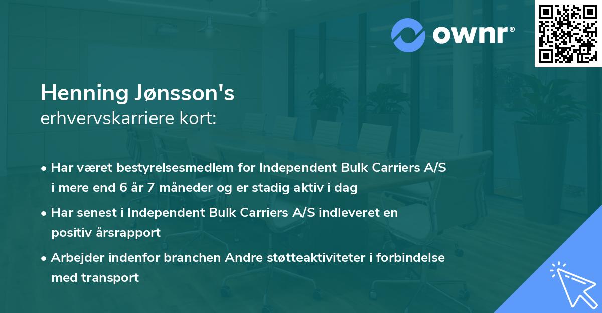 Henning Jønsson's erhvervskarriere kort