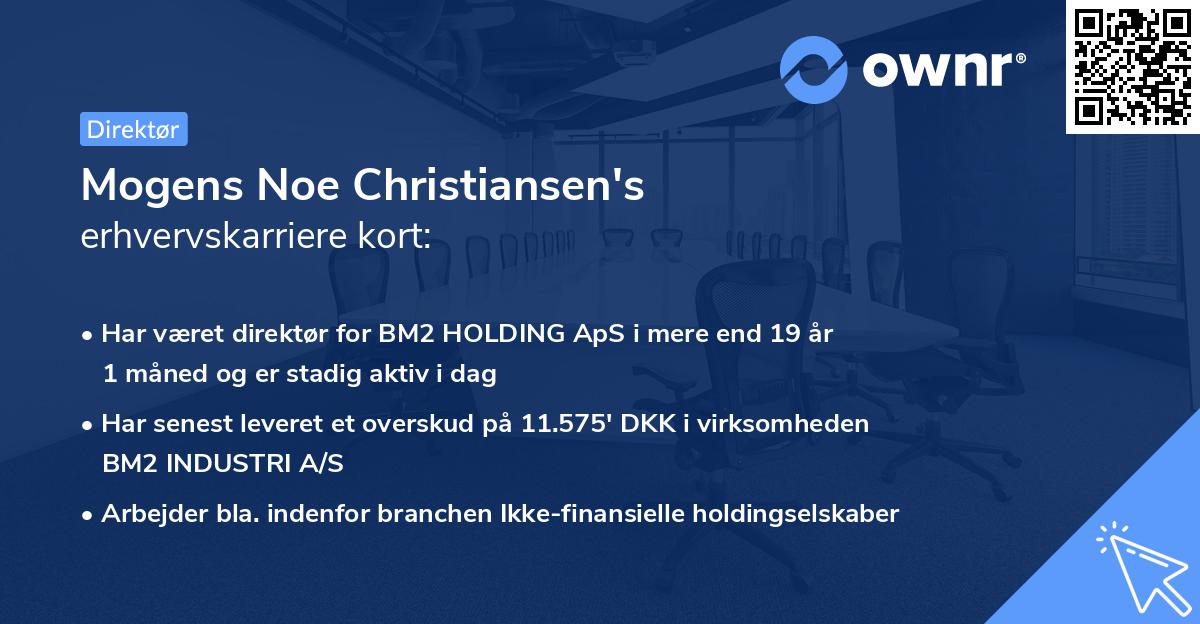 Mogens Noe Christiansen's erhvervskarriere kort