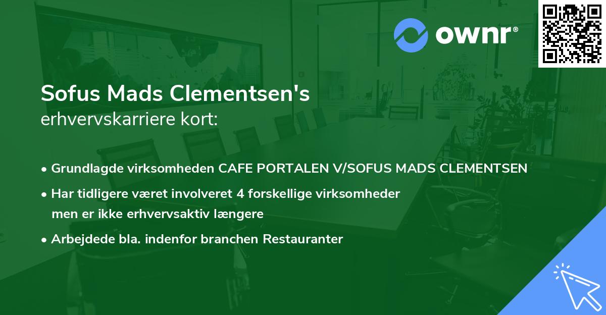 Sofus Mads Clementsen's erhvervskarriere kort