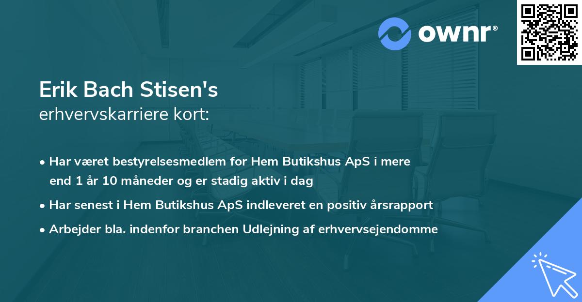 Erik Bach Stisen's erhvervskarriere kort