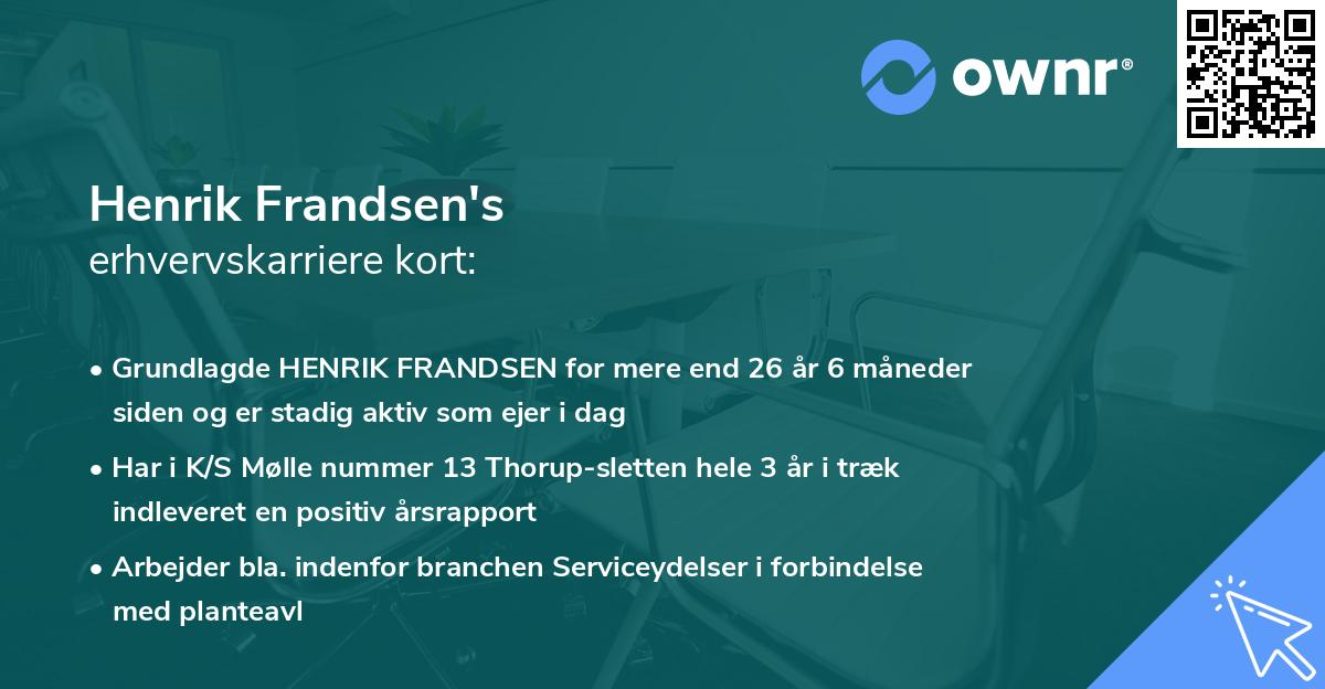 Henrik Frandsen's erhvervskarriere kort