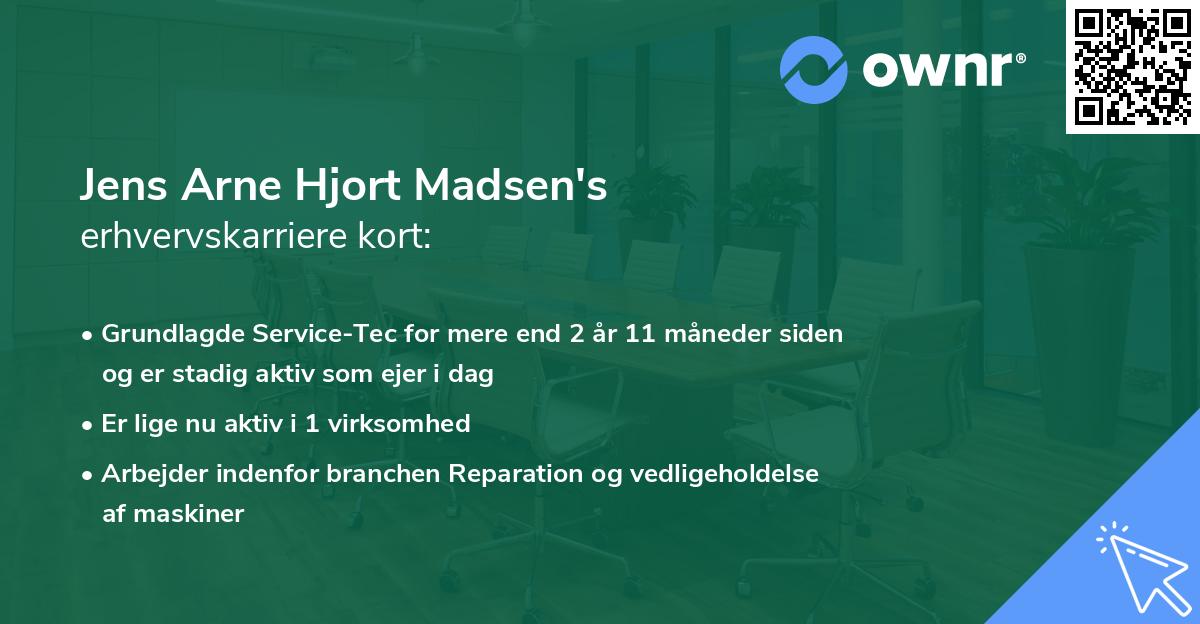 Jens Arne Hjort Madsen's erhvervskarriere kort