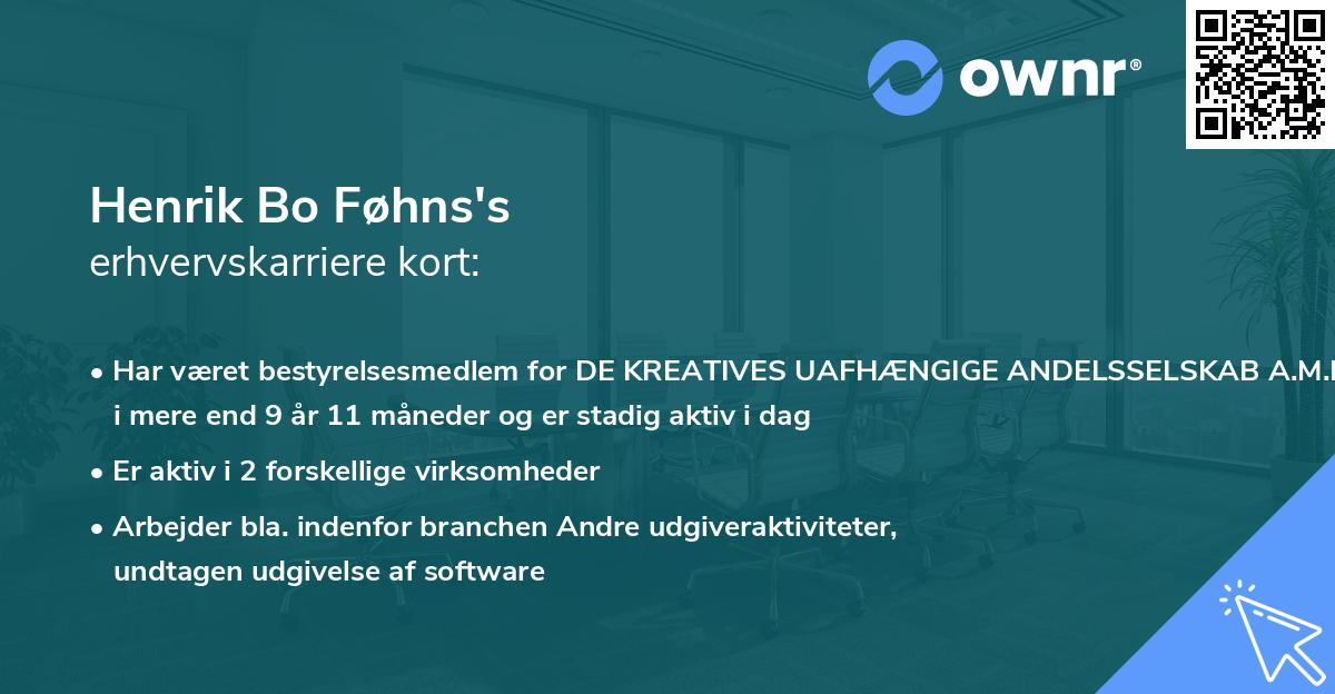 Henrik Bo Føhns's erhvervskarriere kort