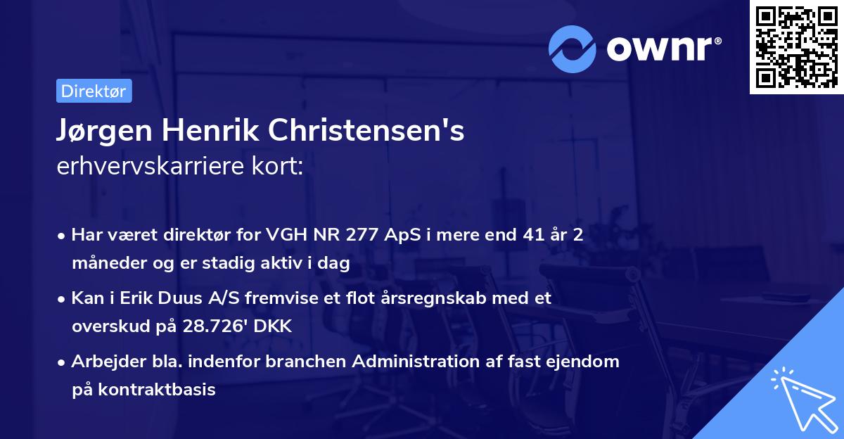 Jørgen Henrik Christensen's erhvervskarriere kort
