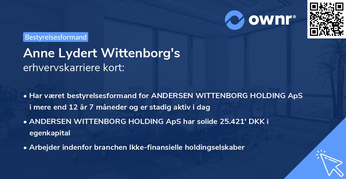 Anne Lydert Wittenborg's erhvervskarriere kort