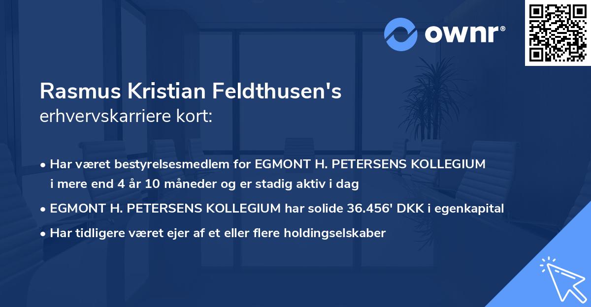 Rasmus Kristian Feldthusen's erhvervskarriere kort