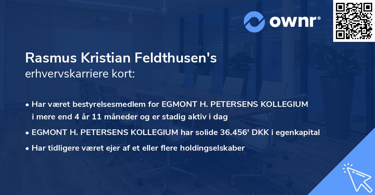 Rasmus Kristian Feldthusen's erhvervskarriere kort