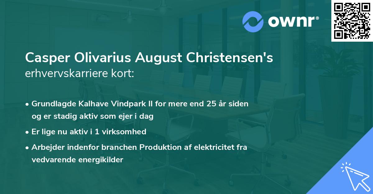 Casper Olivarius August Christensen's erhvervskarriere kort