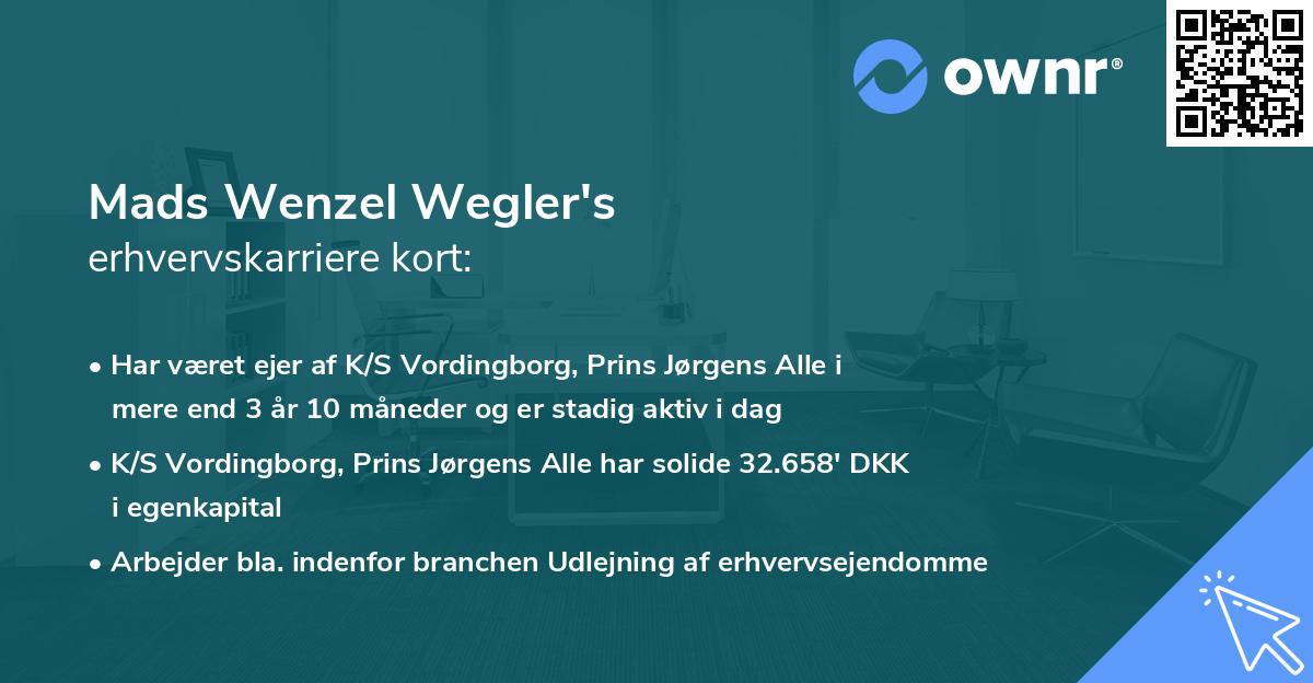 Mads Wenzel Wegler's erhvervskarriere kort