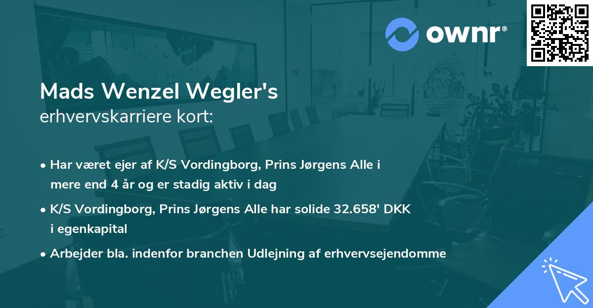 Mads Wenzel Wegler's erhvervskarriere kort