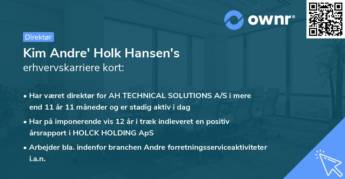 Kim Andre' Holk Hansen's erhvervskarriere kort