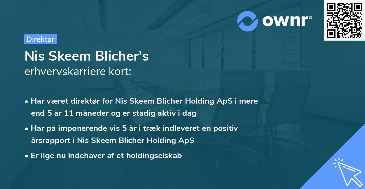 Nis Skeem Blicher's erhvervskarriere kort