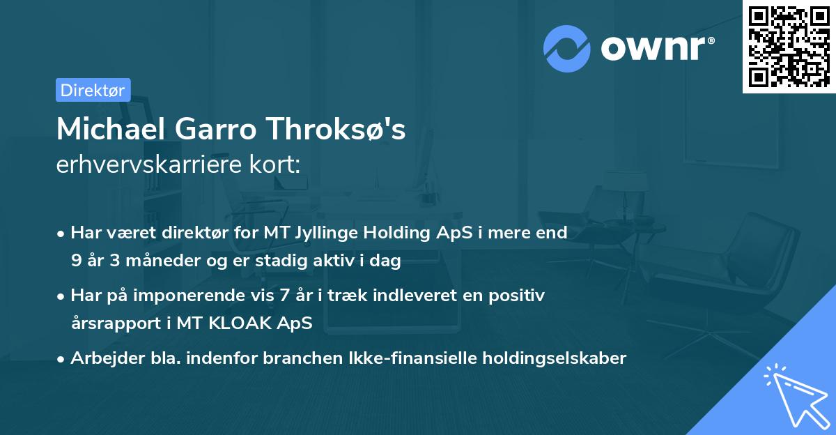 Michael Garro Throksø's erhvervskarriere kort