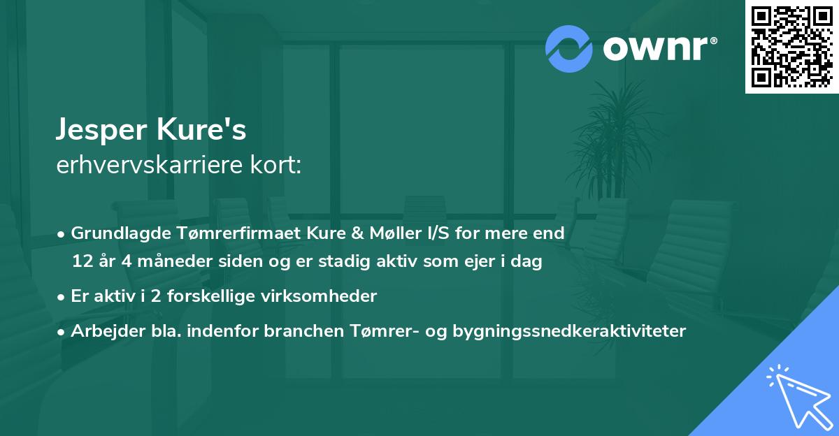 Jesper Kure's erhvervskarriere kort