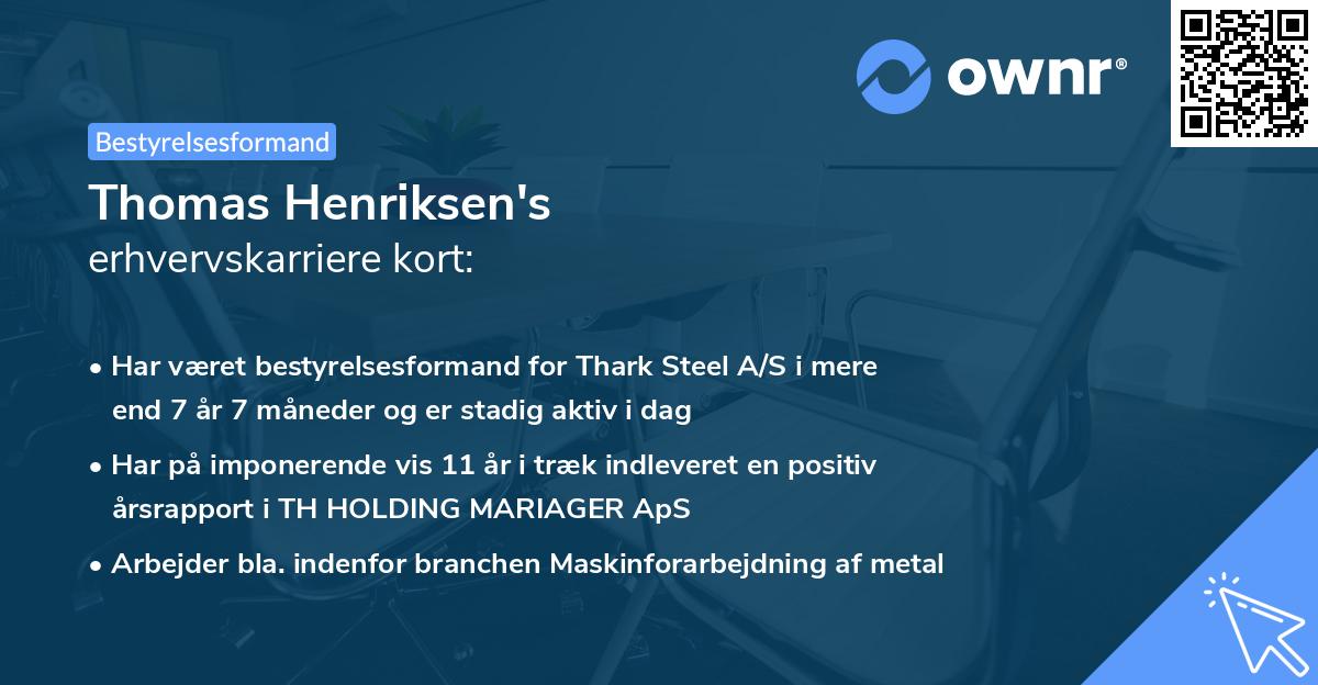 Thomas Henriksen's erhvervskarriere kort