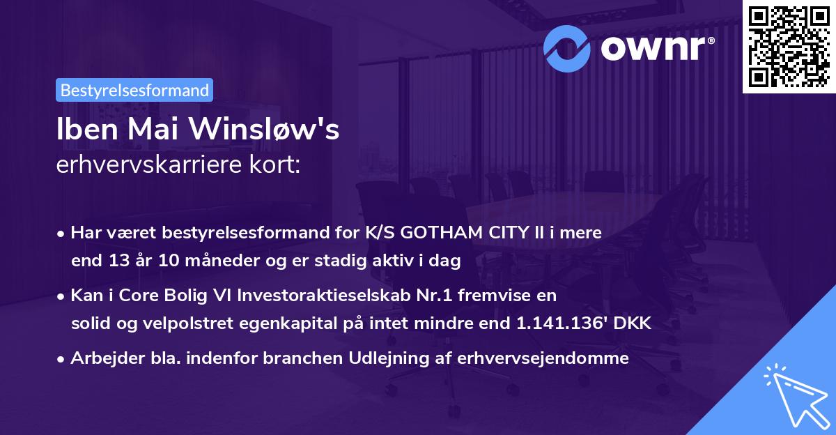 Iben Mai Winsløw's erhvervskarriere kort