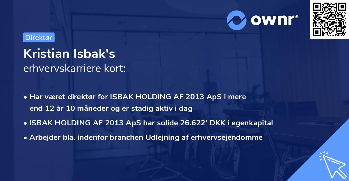 Kristian Isbak's erhvervskarriere kort