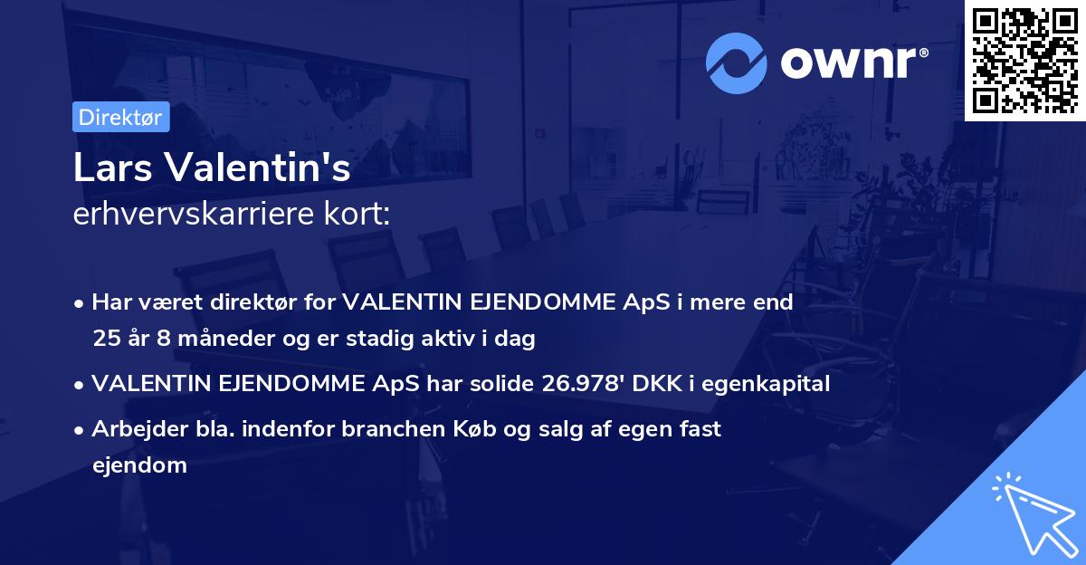 Lars Valentin's erhvervskarriere kort
