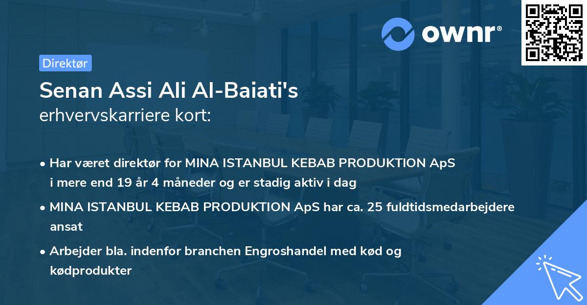Senan Assi Ali Al-Baiati's erhvervskarriere kort