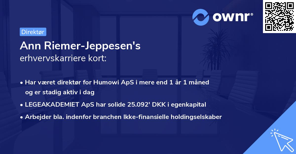 Ann Riemer-Jeppesen's erhvervskarriere kort