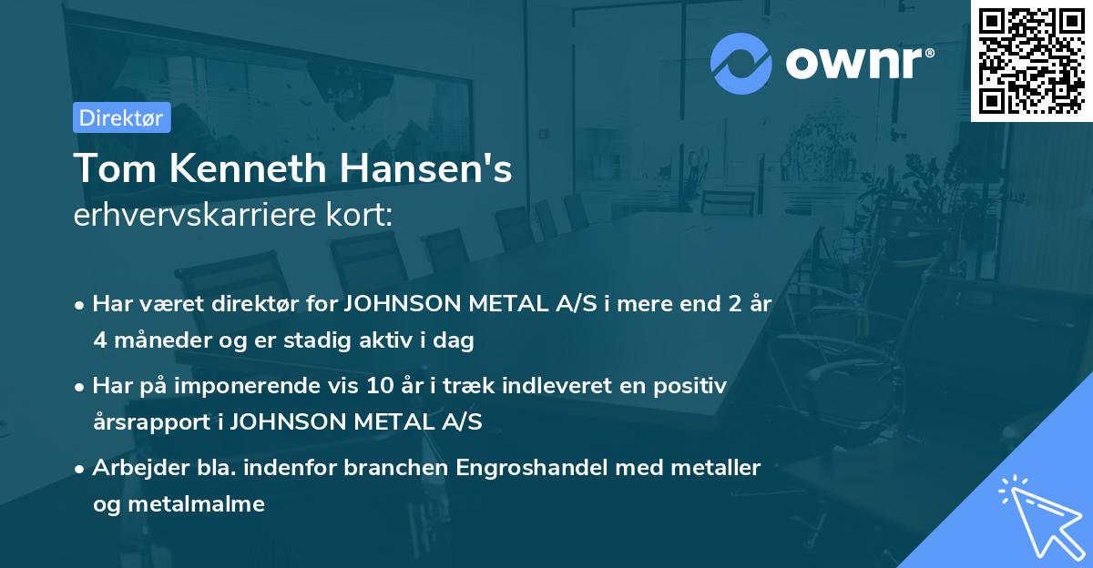Tom Kenneth Hansen's erhvervskarriere kort