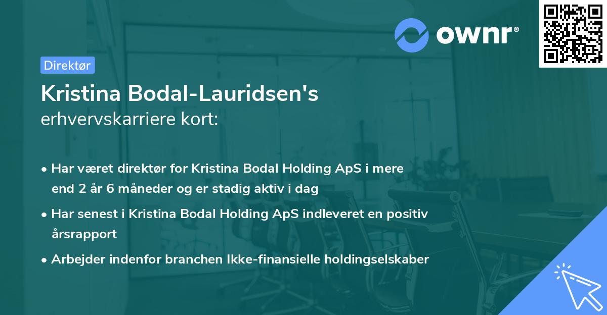 Kristina Bodal-Lauridsen's erhvervskarriere kort