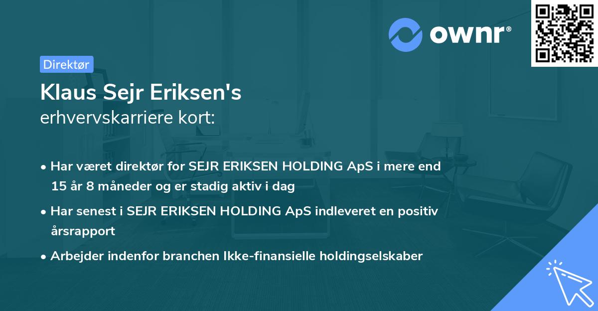 Klaus Sejr Eriksen's erhvervskarriere kort