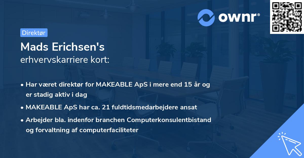 Mads Erichsen's erhvervskarriere kort
