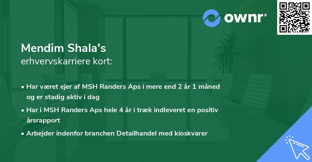 Mendim Shala's erhvervskarriere kort