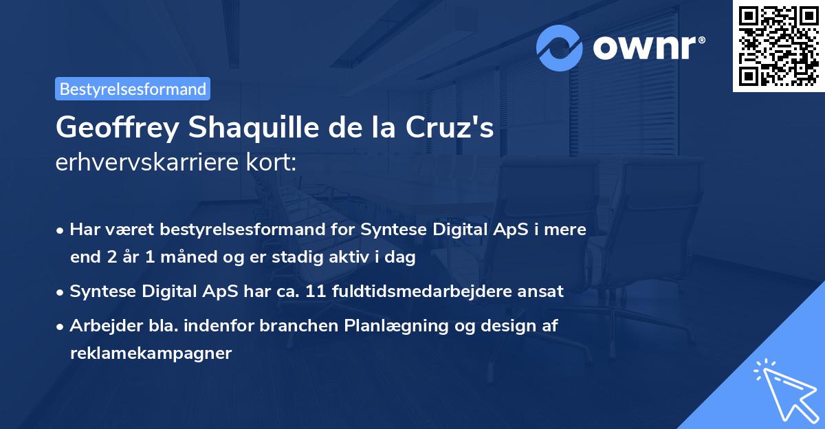Geoffrey Shaquille de la Cruz's erhvervskarriere kort