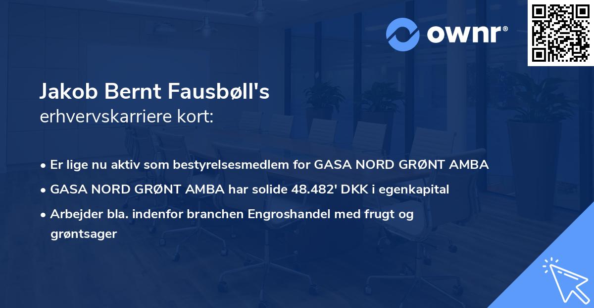 Jakob Bernt Fausbøll's erhvervskarriere kort