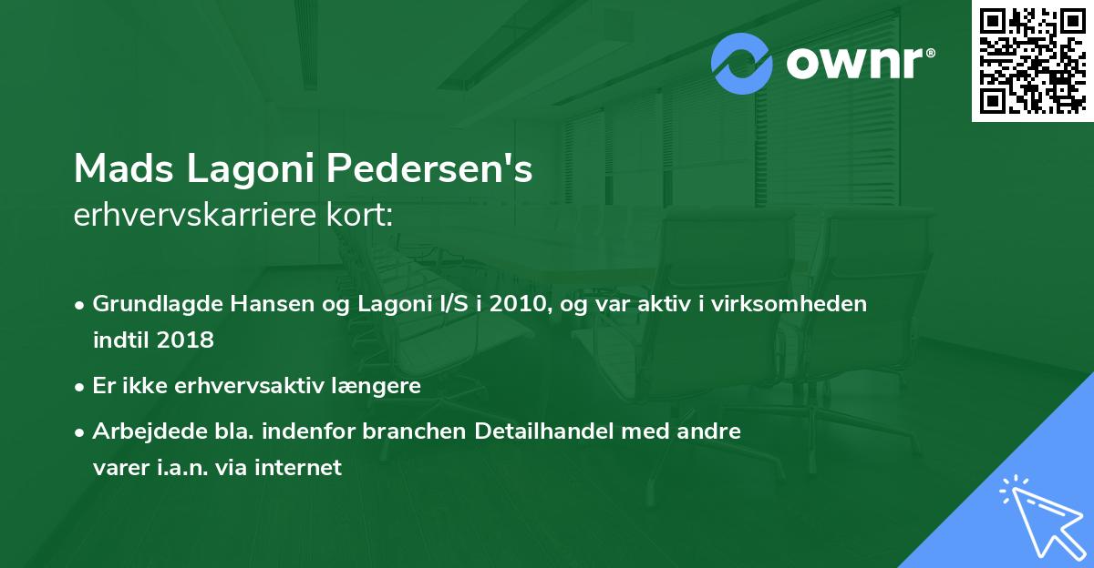 Mads Lagoni Pedersen's erhvervskarriere kort