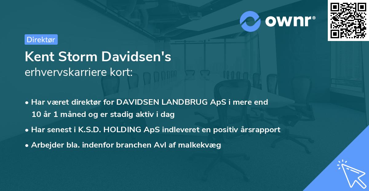 Kent Storm Davidsen's erhvervskarriere kort